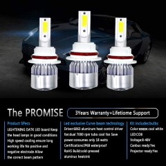 9004/HB1 LED Headlight Bulbs Conversion Kit All In One - C6 Series Adjustable Beam Light Bulb 36W 7600LM 6500K Cool White Headlight Conversion Kits