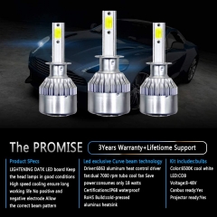 LED Headlight Bulbs Conversion Kit All In One - C6/H1 Series Adjustable Beam Light Bulb 36W 7600LM 6500K Cool White Headlight Conversion Kits