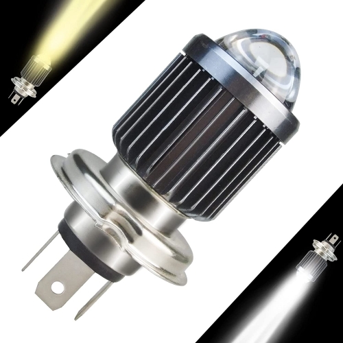 Mini H4 LED Headlight Bulbs for Motorcycle, 30W 6000 Lumens Super Bright LED Headlights Conversion Kit 6500K Dual Color IP68 Waterproof