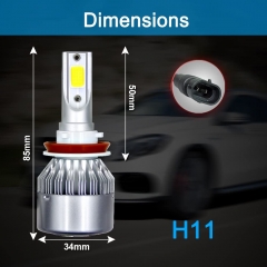 H8/H9/H11 LED Headlight Bulbs Conversion Kit All In One - C6 Series Adjustable Beam Light Bulb 36W 7600LM 6500K Cool White Headlight Conversion Kits