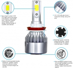H8/H9/H11 LED Headlight Bulbs Conversion Kit All In One - C6 Series Adjustable Beam Light Bulb 36W 7600LM 6500K Cool White Headlight Conversion Kits