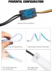 Exterior Car LED Lights - Multicolor 2 Pcs 17.71 inches Daytime Running Lights, RGB Flexible LED Strip Light Kits - for Car Replacement Switchback Headlight Decorative Lamp and Turn Signal Lights