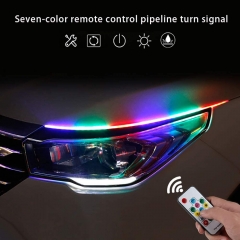 Exterior Car LED Lights - Multicolor 2 Pcs 17.71 inches Daytime Running Lights, RGB Flexible LED Strip Light Kits - for Car Replacement Switchback Headlight Decorative Lamp and Turn Signal Lights