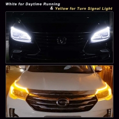 Led Strip Lights for Cars, Led Headlight Strip for Daytime Running Lights Turn Signal Bulb DRL Sequential Switchback Led Strip Amber/Yellow & White (2Pcs 60CM/24 Inch)