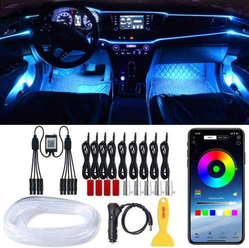 Car LED Strip Lights, RGB Car Interior Lights, 16 Million Colors 9 in 1 with 236 inches Fiber Optic, Ambient Lighting Kits, Sound Active Function and Wireless Bluetooth APP Control