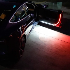 Car Door Light Strip 12V 47Inch 144 Pcs Led Running Board Light Bar White Courtesy Light Strips Red Blink Flashing Warning Light (Board Warning-WR-1.2'')
