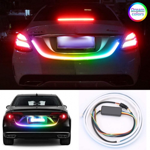 Flexible Car LED Strip Lights, 48inch Car Exterior Tailgate Trunk LED Lights Kit, Waterproof Daytime Running Turn Signal Brake Reverse Tail Lights, Car License Plate Light DC12V