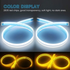 Led Strip Lights for Cars, Led Headlight Strip for Daytime Running Lights Turn Signal Bulb DRL Sequential Switchback Led Strip Amber/Yellow & White (2Pcs 60CM/24 Inch)