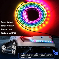 Flexible Car LED Strip Lights, 48inch Car Exterior Tailgate Trunk LED Lights Kit, Waterproof Daytime Running Turn Signal Brake Reverse Tail Lights, Car License Plate Light DC12V