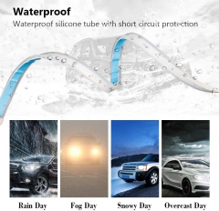 Car LED Strip Lights, 2 Pcs 24 Inch Flexible Headlight Strips DRL Light Tube, Dual Color White and Amber Daytime Running Lights Waterproof Neon Turn Signal Bulb Sequential Switchback