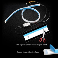 Car LED Strip Lights, 2 Pcs 24 Inch Flexible Headlight Strips DRL Light Tube, Dual Color White and Amber Daytime Running Lights Waterproof Neon Turn Signal Bulb Sequential Switchback