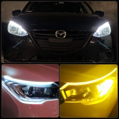 2 tiras de luces LED para autos, tira de faros LED secuenciales, luces de  circulación diurna, bombilla de señal de giro DRL ámbar/amarillo y blanco