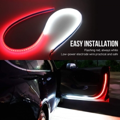 Car Door Light Strip 12V 47Inch 144 Pcs Led Running Board Light Bar White Courtesy Light Strips Red Blink Flashing Warning Light (Board Warning-WR-1.2'')