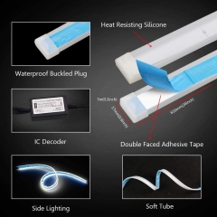 Car LED Strip Lights, 2 Pcs 24 Inch Flexible Headlight Strips DRL Light Tube, Dual Color White and Amber Daytime Running Lights Waterproof Neon Turn Signal Bulb Sequential Switchback