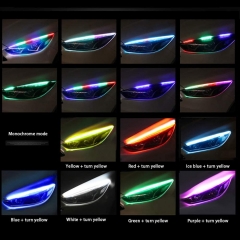 Exterior Car LED Lights - Multicolor 2 Pcs 24 inches Daytime Running Lights, RGB Flexible LED Strip Light Kits - for Car Replacement Switchback Headlight Decorative Lamp and Turn Signal Lights