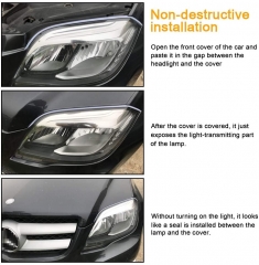 Car LED Strip Lights, 2 Pcs 24 Inch Flexible Headlight Strips DRL Light Tube, Dual Color White and Amber Daytime Running Lights Waterproof Neon Turn Signal Bulb Sequential Switchback