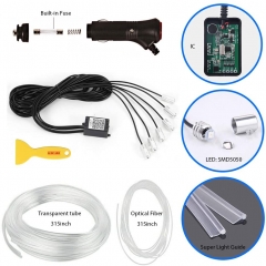 Interior Car LED Strip Lights, 6 in 1 Multicolor RGB Car Neon Ambient Lighting Kits with 315 inches Fiber Optic, 16 Million Colors Sound Active Function and Wireless Bluetooth APP Control