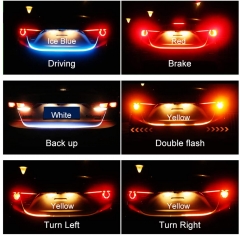 Car Led Strip Trunk Tail Brake Turn Signal Lights Flow Type Ice Blue Red Yellow White, Cool Car decoration Tailgate accessories (60 inch)