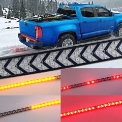 LED Truck Tailgate Light Bar Triple Row 60 Inches Tail Light Bar Red Brake White Reverse Brake Lights Yellow Turn Signal Strobe Light for Truck, SUV, RV, Trailer, Accessories Install