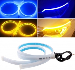 Led Strip Lights for Cars, Led Headlight Strip for Daytime Running Lights Turn Signal Bulb DRL Sequential Switchback Led Strip Amber/Yellow & White (2Pcs 60CM/24 Inch)