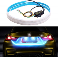 Car Led Strip Trunk Tail Brake Turn Signal Lights Flow Type Ice Blue Red Yellow White, Cool Car decoration Tailgate accessories (60 inch)