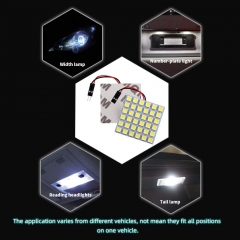 White 4-Pack 5050 36SMD LED Panel Dome Light Auto Car Reading Interior Lamp License Plate Light (DC-12V) + T10 BA9S Festoon Adapter