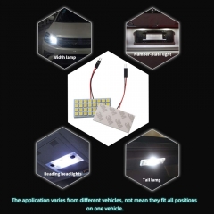 White 4-Pack 5050 32SMD LED Panel Dome Light Auto Car Reading Interior Lamp License Plate Light(DC-12V) + T10 BA9S Festoon Adapter