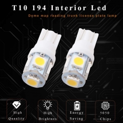 194 Led Bulb 5050 5-SMD T10 194 168 W5W 2825 LED Bulb for Car Interior Lights Dome Map Trunk Light Clearance Dashboard Bulb License Plate Light, Warm White, DC 12V