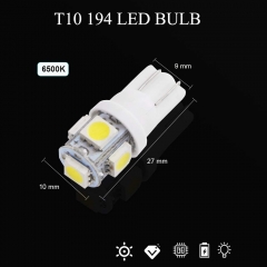 T10 194 Led Bulb, White 5050 5 SMD 2825 W5W 912 168 LED Bulb Replacement for Car Interior Lights Clearance Wedge Dome Trunk Dashboard Bulb License Plate Light Lamp DC 12V