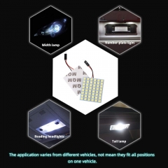 Super White Energy-saving 5050 48-SMD LED Panel Dome Light Auto Car Interior Reading Plate Light Roof Ceiling Interior Wired Lamp+T10 BA9S Festoon Adapter-4pcs