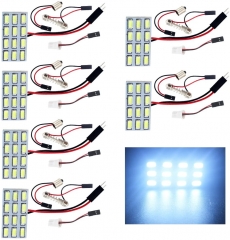 6-Pack Cool White 5730 12SMD Led Panel Dome Light Bulb Car Reading Map Light DC 12V with T10 / BA9S / Festoon Adapters
