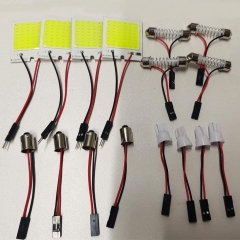 4-Pack White Led Panel Dome Light Lamp, COB 48-SMD Led Interior Car Lights Auto Led Dome Lights Interior with T10 /BA9S/ Festoon Adapters, DC-12V