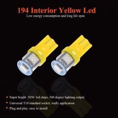 194 Led Bulb Amber, T10 194 168 2825 W5W 5 SMD 5050 LED Bulb for Car Interior Lights Wedge License Plate Light Instrument Lamp Dome Reading Light Trunk Interior Lamp, DC-12V