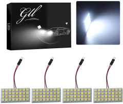 White 4-Pack 5050 32SMD LED Panel Dome Light Auto Car Reading Interior Lamp License Plate Light(DC-12V) + T10 BA9S Festoon Adapter