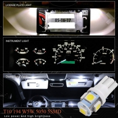 T10 194 Led Bulb, White 5050 5 SMD 2825 W5W 912 168 LED Bulb Replacement for Car Interior Lights Clearance Wedge Dome Trunk Dashboard Bulb License Plate Light Lamp DC 12V