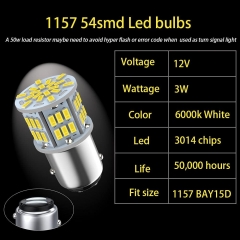 1157 Led Brake Light Bulb, 12V-24V 1157 7528 2357 2057 BAY15D LED Replacement Light Bulb for Brake Tail Running Parking Backup Light for Car RV Trailer Boat, 54SMD 3014 Chipset White light