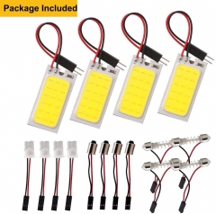 4-Pack Super White COB 18-SMD LED Panel Dome Lamp Auto Car Interior Reading Plate Light Roof Ceiling Interior Wired Lamp With 4× BA9S Adapter, T10 Adapter, Festoon Adapter (DC-12V)