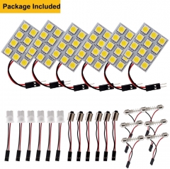 Led Dome Light Panel Interior Car Lights Auto Dome Light Map Lights with T10 194/BA9S 1895 /211-2 578 DE3175 Led Festoon Adapters White, Pack of 6