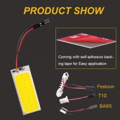 Led Dome Light Auto Car Reading Led Panel Dome Light Interior with T10 BA9S Festoon Adapters COB 36SMD White