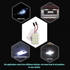 White 4-Pack 5050 24SMD LED Panel Dome Light Auto Car Reading Interior Lamp license plate light(DC-12V) + T10 BA9S Festoon Adapter