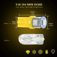 194 Led Bulb Amber, T10 194 168 2825 W5W 5 SMD 5050 LED Bulb for Car Interior Lights Wedge License Plate Light Instrument Lamp Dome Reading Light Trunk Interior Lamp, DC-12V