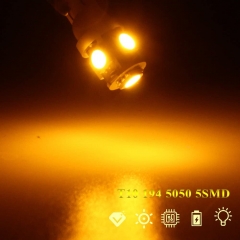 194 Led Bulb Amber, T10 194 168 2825 W5W 5 SMD 5050 LED Bulb for Car Interior Lights Wedge License Plate Light Instrument Lamp Dome Reading Light Trunk Interior Lamp, DC-12V