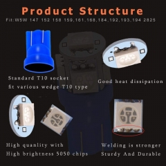 194 Led Bulb Blue, T10 168 912 W5W 2825 LED Bulb for Car Interior Lights Dome Map Light Trunk Door Light Dashboard Bulb License Plate Light Lamp, 5050Chips 5SMD, DC 12V