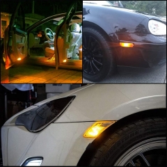 194 Led Bulb Amber, T10 194 168 2825 W5W 5 SMD 5050 LED Bulb for Car Interior Lights Wedge License Plate Light Instrument Lamp Dome Reading Light Trunk Interior Lamp, DC-12V