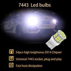 7443 Led Car Bulb, 12V-24V 7443 7440 T20 LED Replacement Light Bulb for Car Brake Tail Running Parking Backup Light , 54SMD White light
