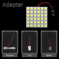 White 4-Pack 5050 36SMD LED Panel Dome Light Auto Car Reading Interior Lamp License Plate Light (DC-12V) + T10 BA9S Festoon Adapter