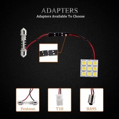 6-Pack Cool White 5050 9SMD Led Panel Dome Light Auto Car Reading Interior Lamp DC 12V with T10 / BA9S / Festoon Adapters