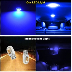 194 168 T10 Wedge LED Dashboard Lights Bulb Blue, W5W 2825 158 192 LED Bulb for Interior, Instrument Panel Dome Map Cargo Trunk Doorstep Courtesy License Plate Light, 8-SMD, 12V