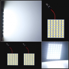 Super White Energy-saving 5050 48-SMD LED Panel Dome Light Auto Car Interior Reading Plate Light Roof Ceiling Interior Wired Lamp+T10 BA9S Festoon Adapter-4pcs
