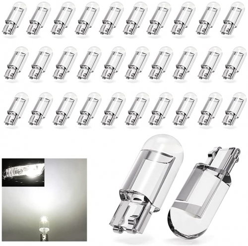 T10 Car LED Bulb 194 161 168 921 2825 158 c194 192 Position License Plate W5W Marker Door Interior Light 12V Lamp (White)